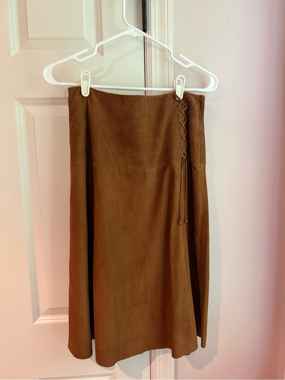 NWOT Sundance Camel Brown Suede Midi Skirt